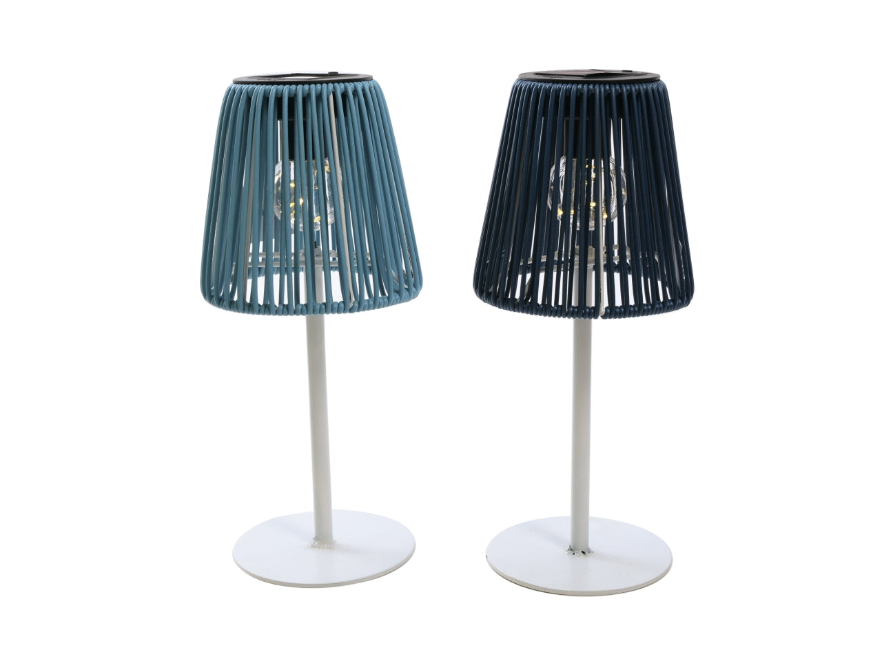 Lampada da tavolo solare in metallo d.13,5xh.31cm colori assortiti