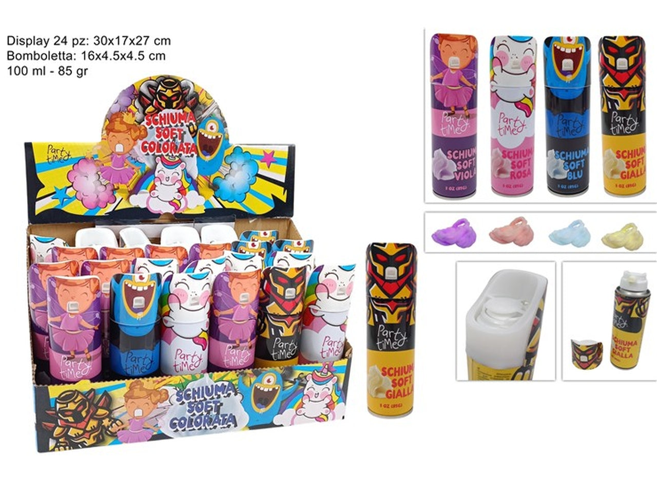 Bomboletta schiuma scherzosa 4 assortite 100ml