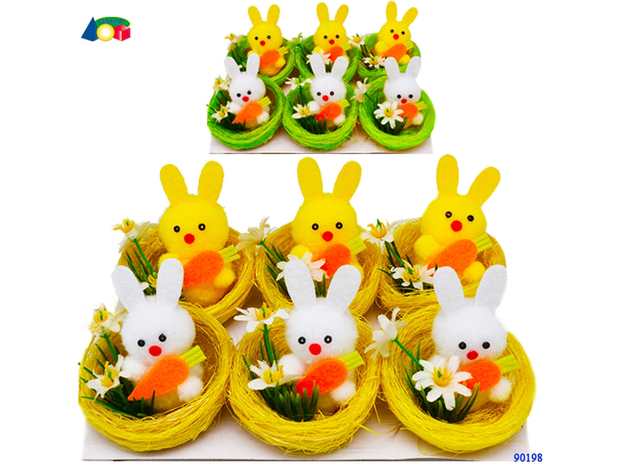 Nido con coniglio in confezione da 6 pezzi, colori assortiti