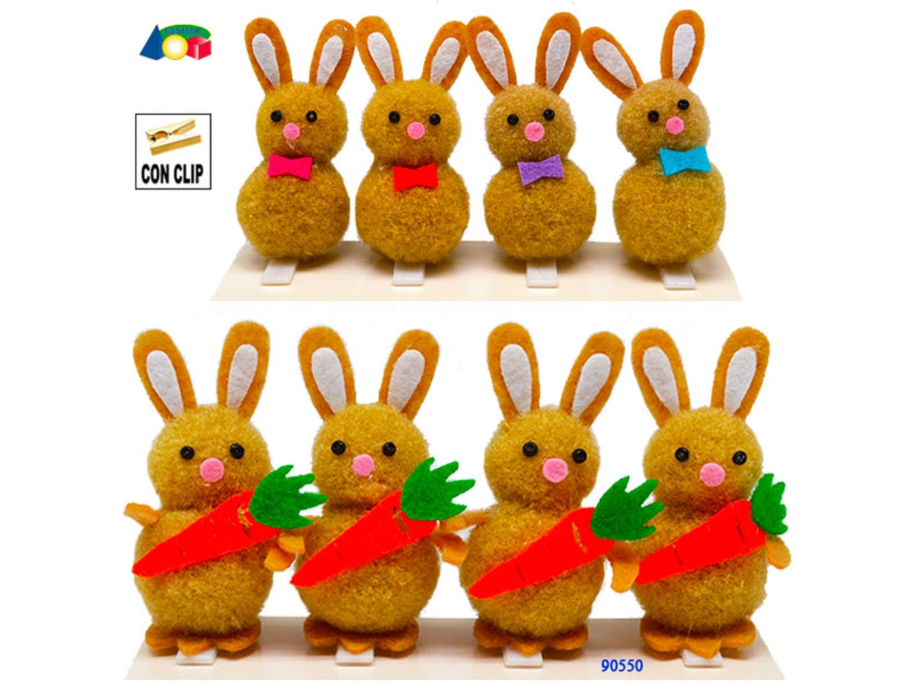 Conigli con clip in confezione da 4 pezzi assortiti