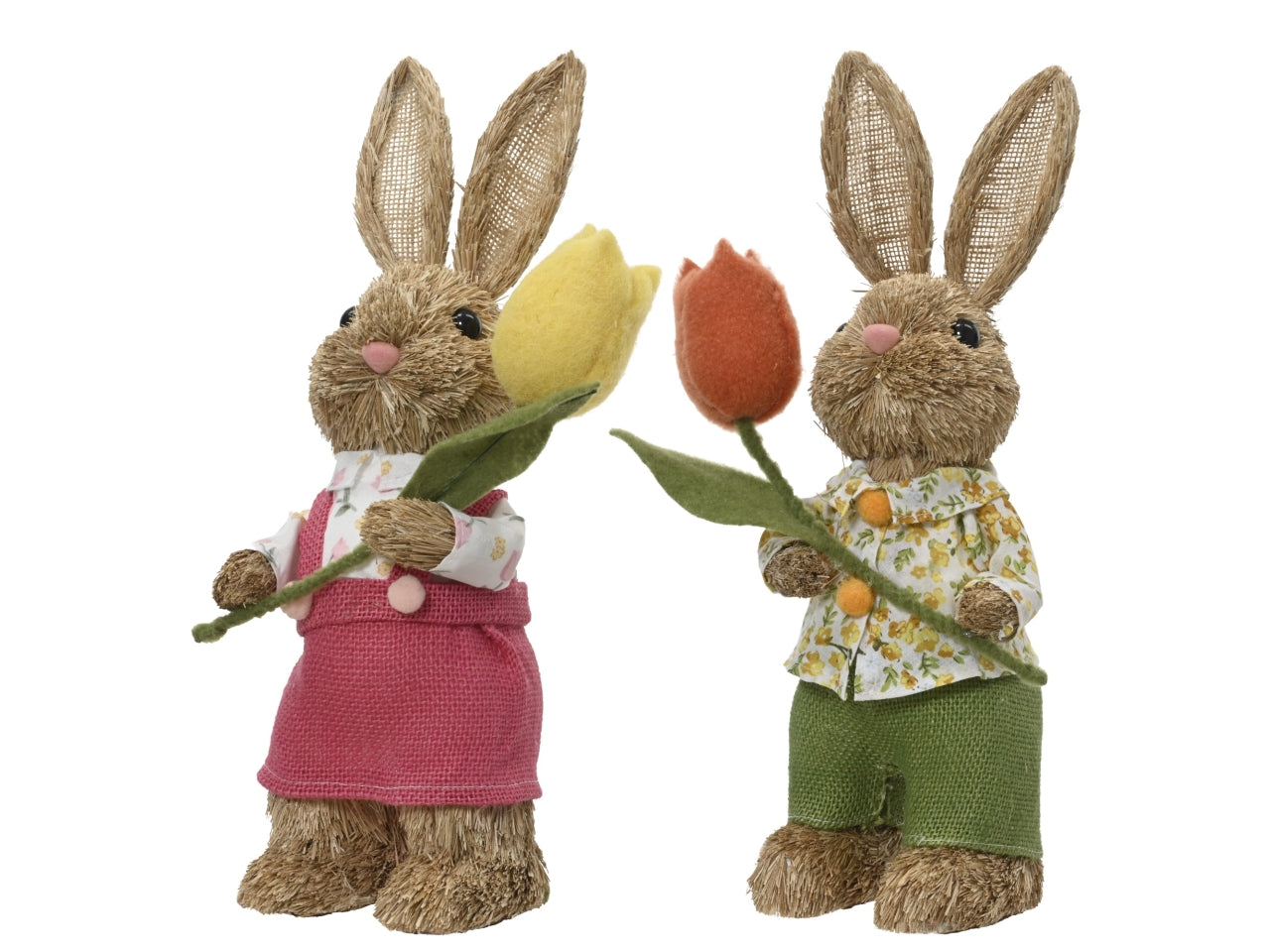 Coniglio c/tulipano 2 assortiti 16x11xh.34cm