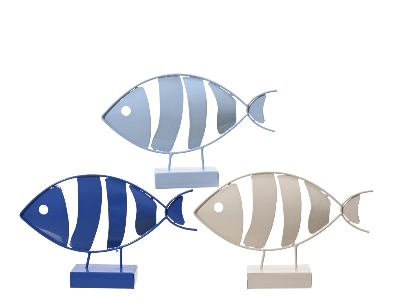 Pesce in metallo 3 assortiti 5x28xh.18 cm