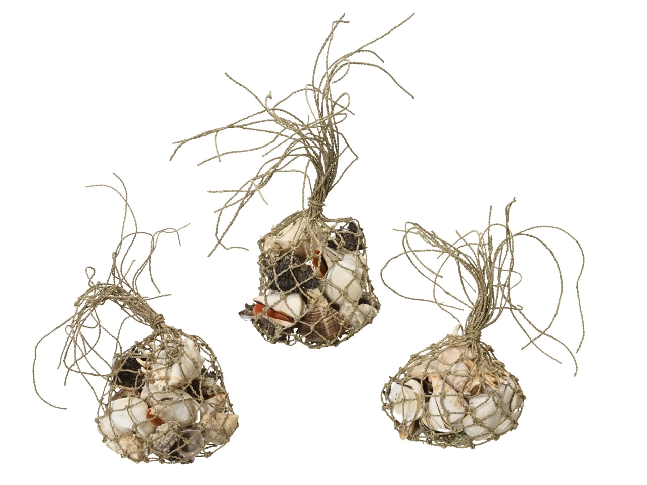 Sacchetto conchiglie 3 assortiti 11x10xh.13cm