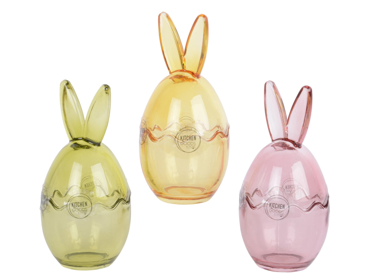Barattolo coniglio vetro 3 assortiti d.8xh.17cm