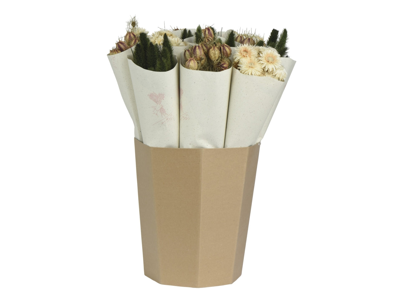 Mazzolino fiori secchi 3 assortiti 55x25xh.55cm