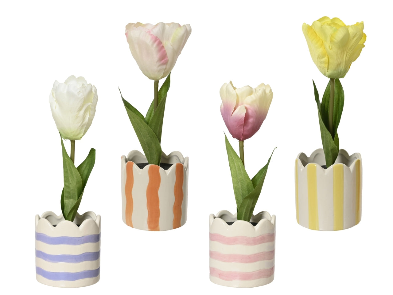 Vaso c/tulipani 4 assortiti d.7xh.21cm