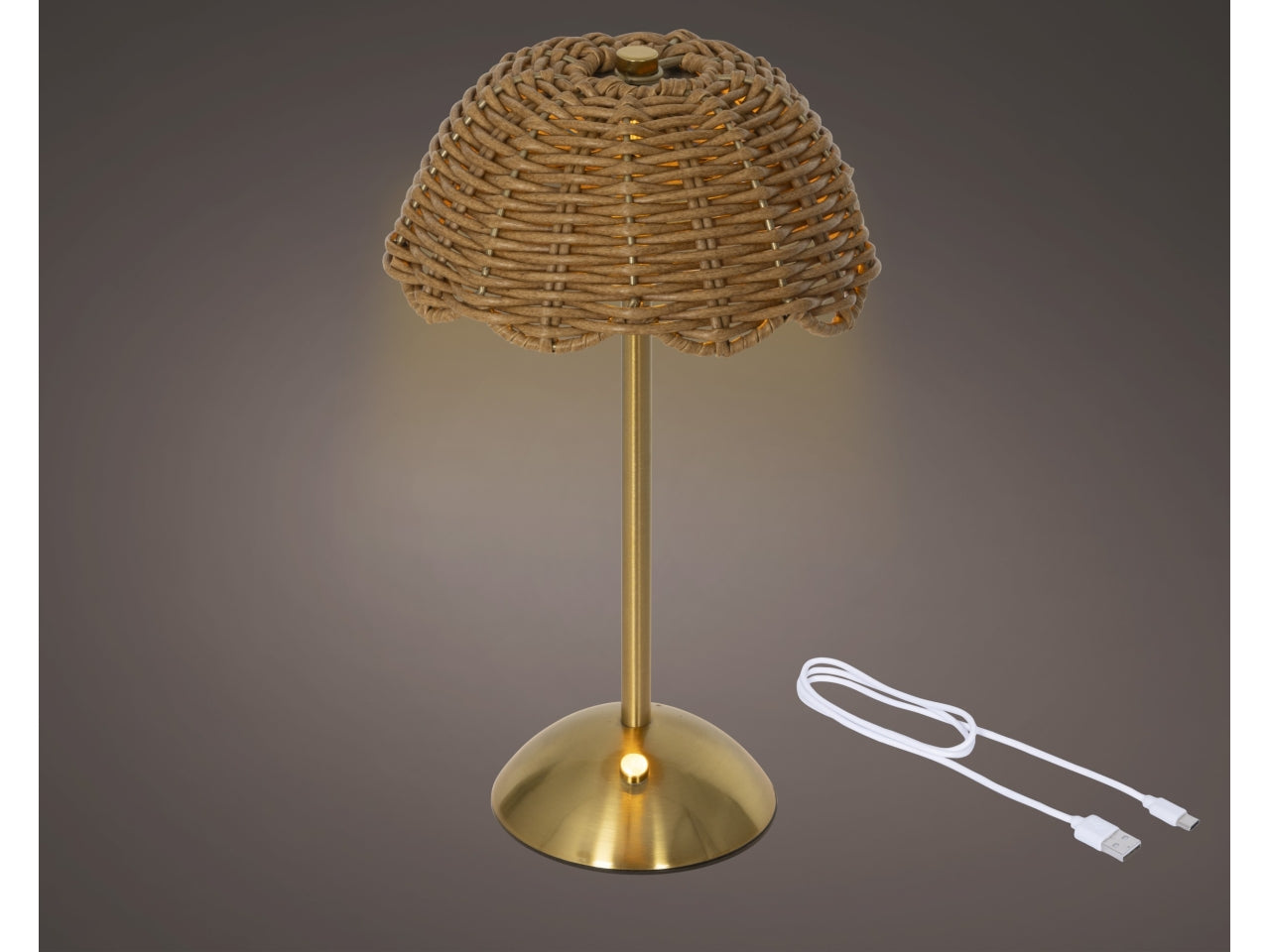 Lampada da tavolo c/led marrone d.17.5xh.30cm