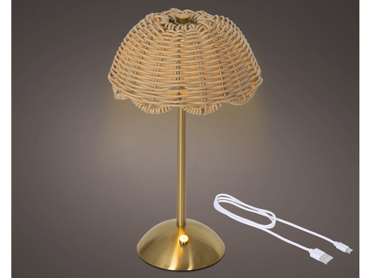 Lampada da tavolo c/led beige d.17.5xh.30cm