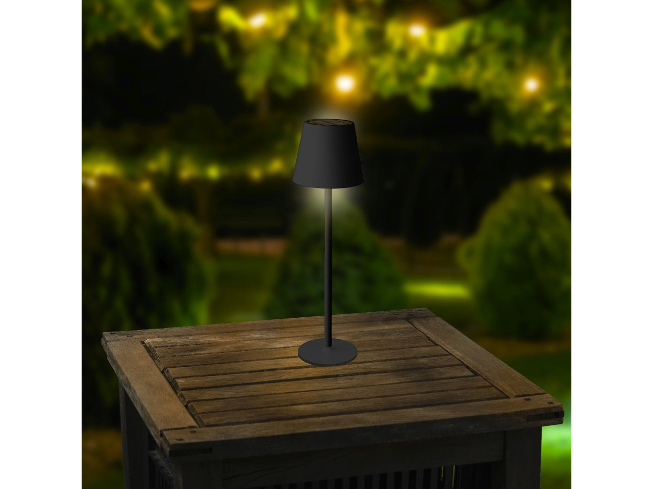 Lampada da tavolo sol metal nera d.11xh.37cm