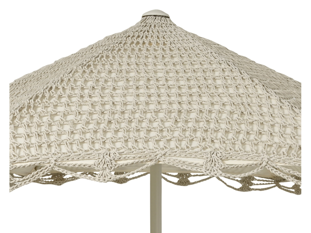 Ombrellone in alluminio con copertura uncinetto bianco d.209xh.220cm