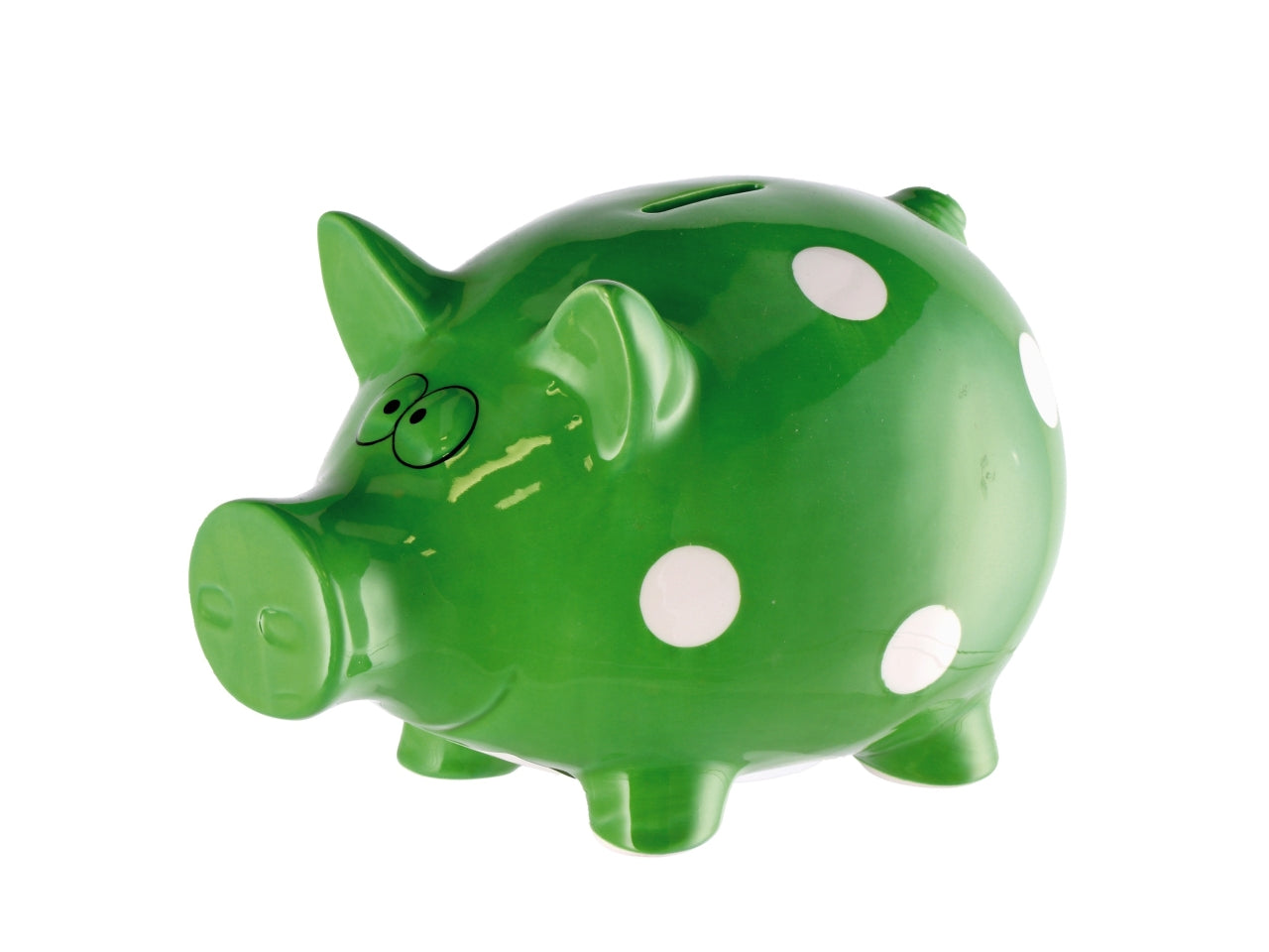 Salvadanaio maialino in ceramica a pois 20xh13cm, 4 colori assortiti