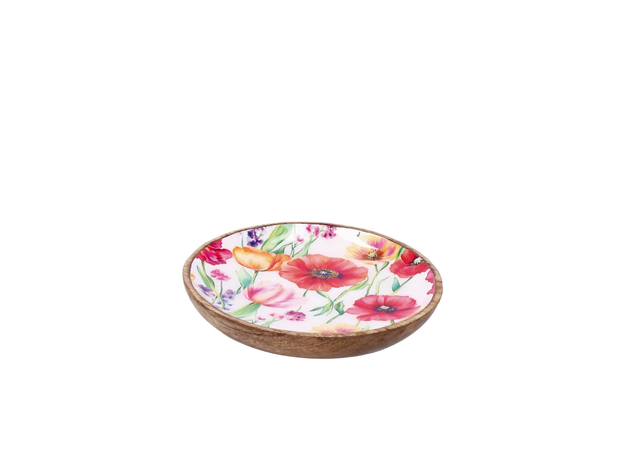 Iole piatto 15cm in legno con decorazione floreale, 2 assortimenti