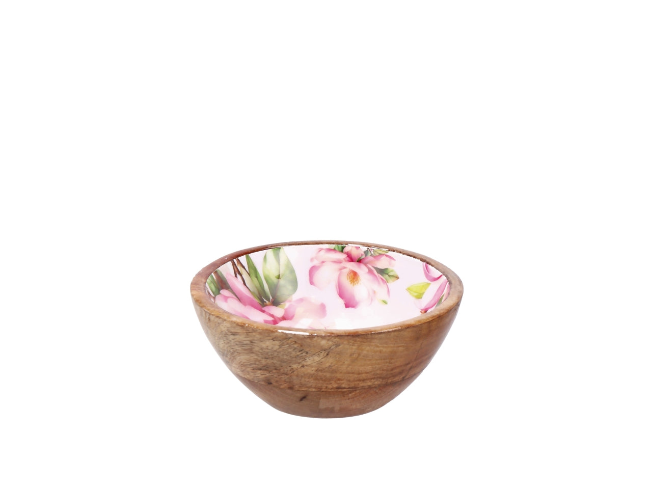 Iole ciotola 13xh.6cm in legno con decorazione floreale, 2 assortimenti