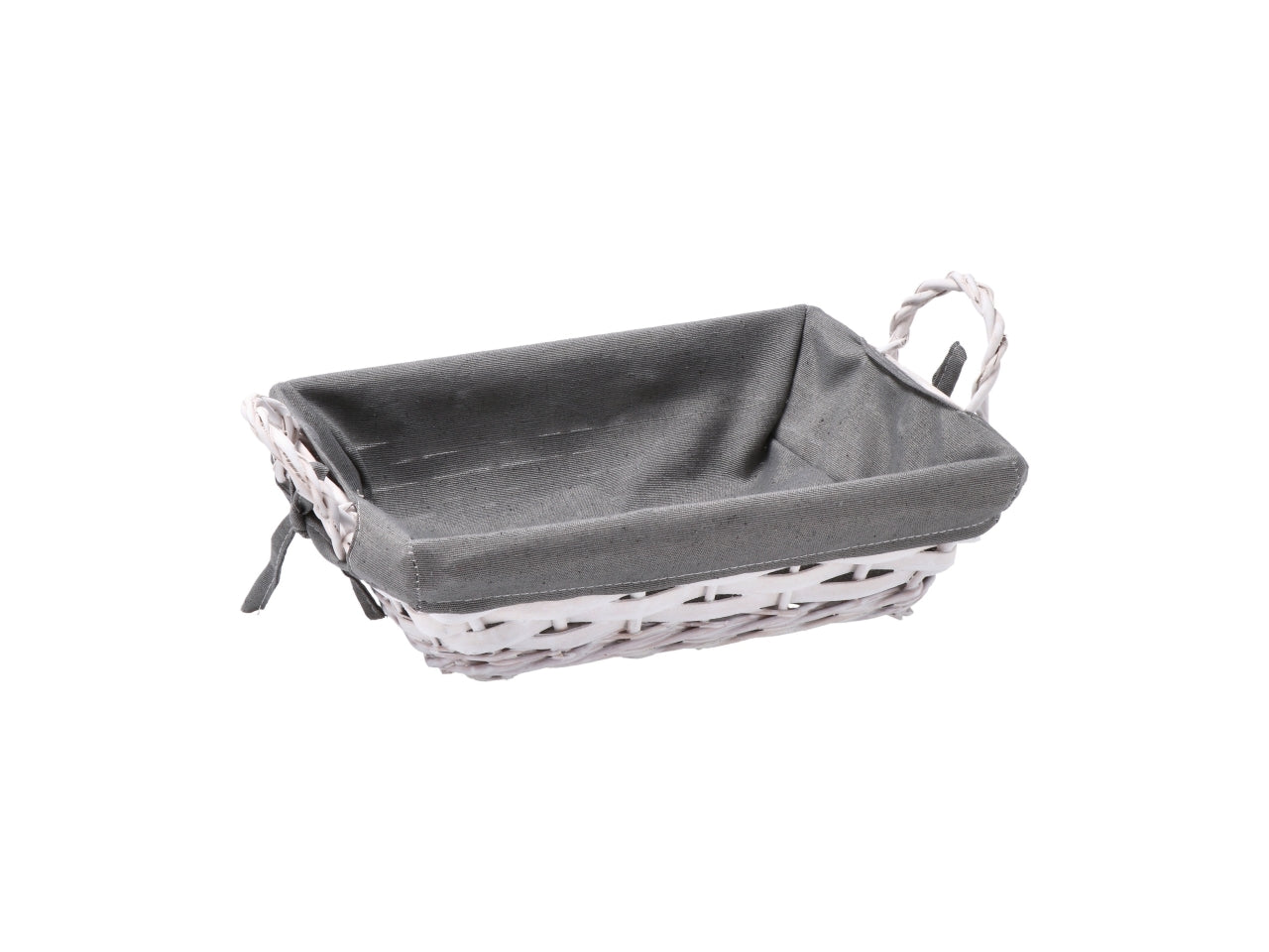 Beira cestino rettangolare 35x25xh12cm con interno di tessuto, 3 varianti di colore