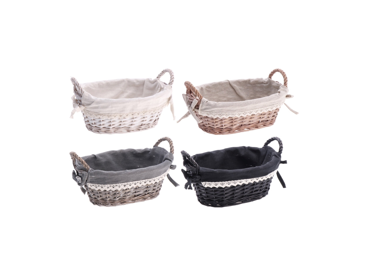 Shiwa cestino ovale 26x18xh14cm con interno in tessuto, 4 varianti di colore