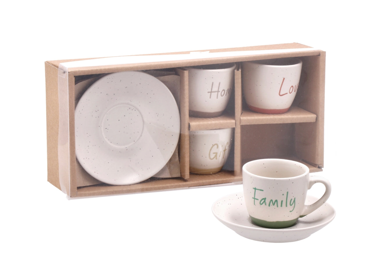 Juna tazzine da caffe' con piattino in confezione da 4 pezzi colori assortiti