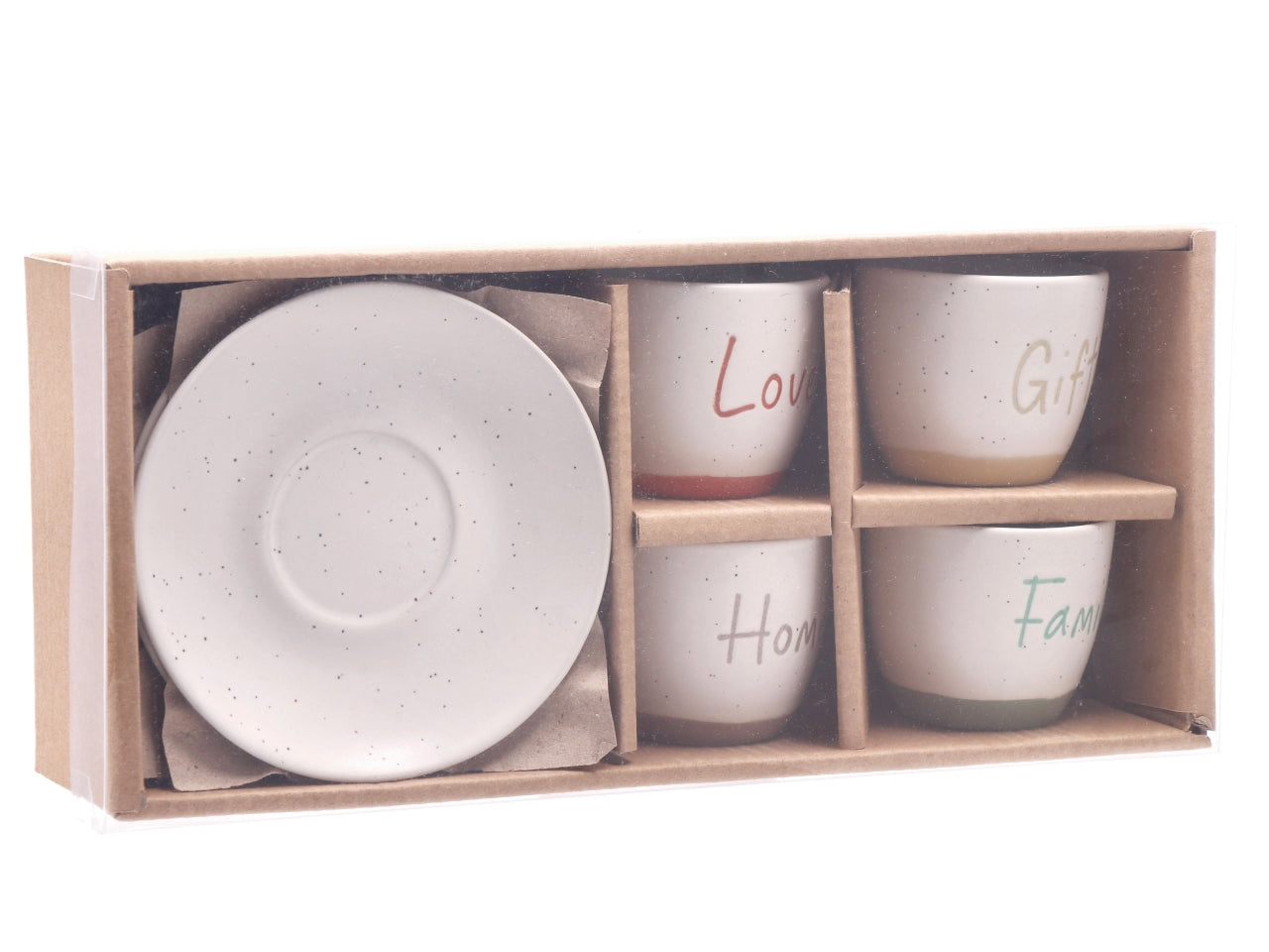 Juna tazzine da caffe' con piattino in confezione da 4 pezzi colori assortiti