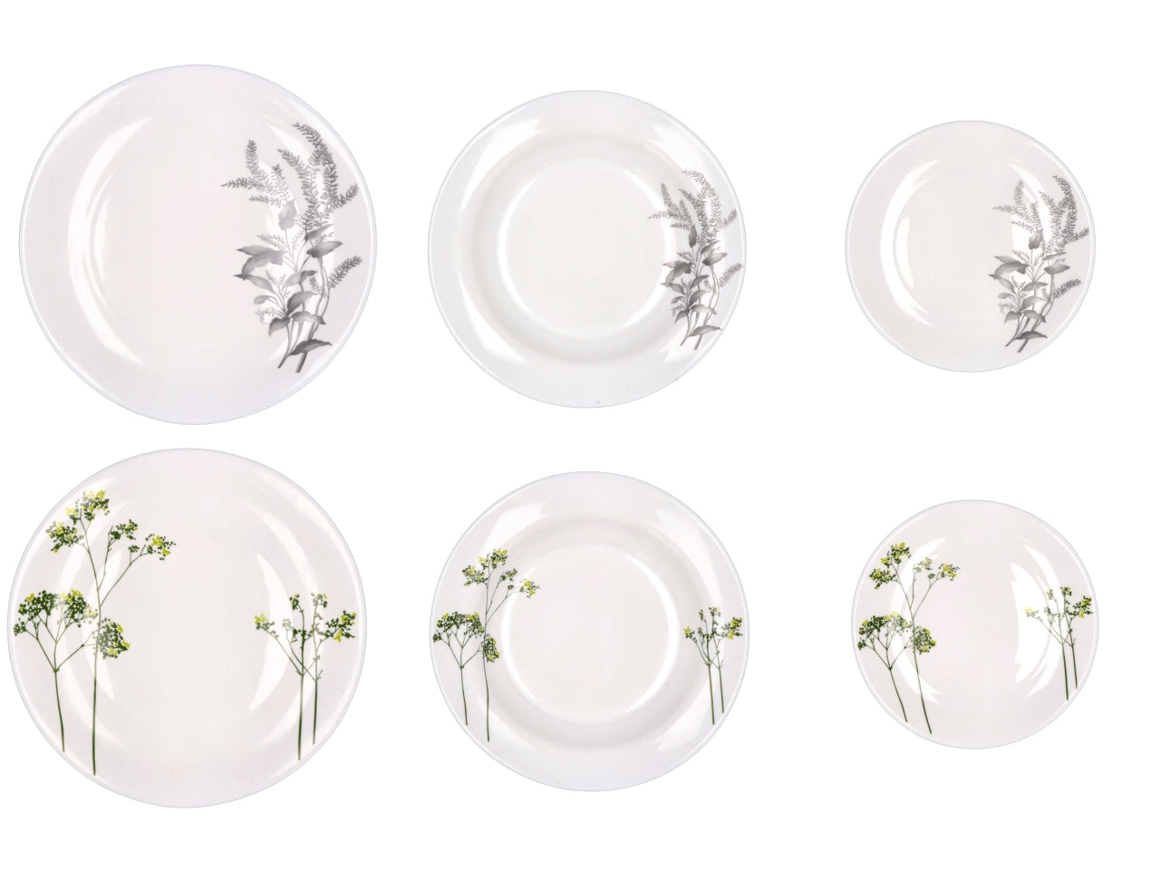 Opale servizio di piatti da 18 pezzi bianco con foglie in 2 assortimenti