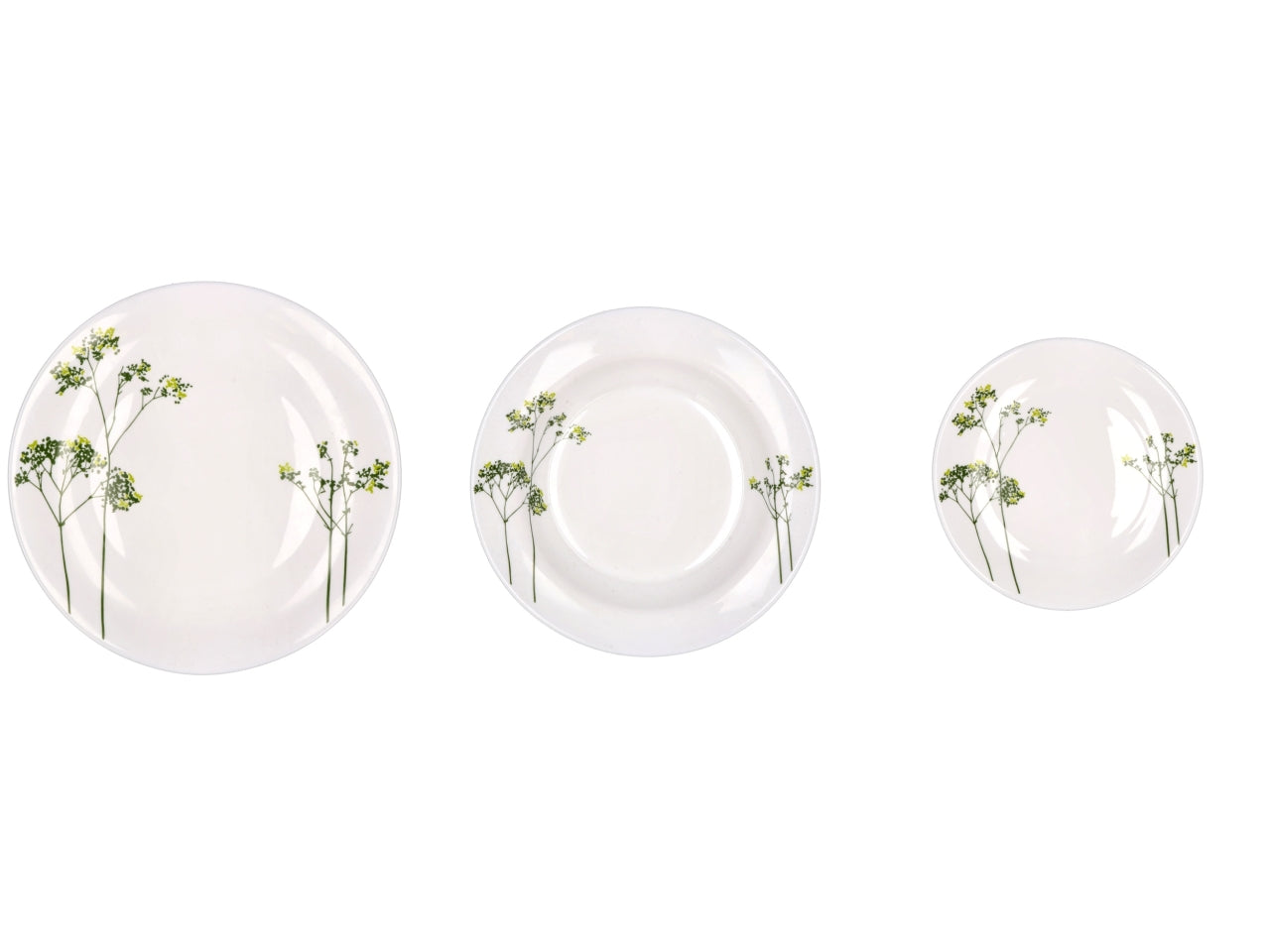 Opale servizio di piatti da 18 pezzi bianco con foglie in 2 assortimenti