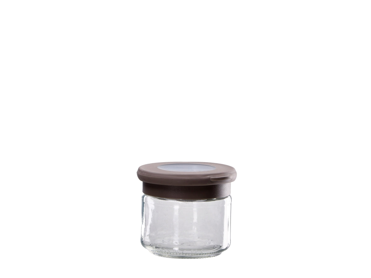 Barattolo in vetro con coperchio 10xh.8cm, 2 colori assortiti