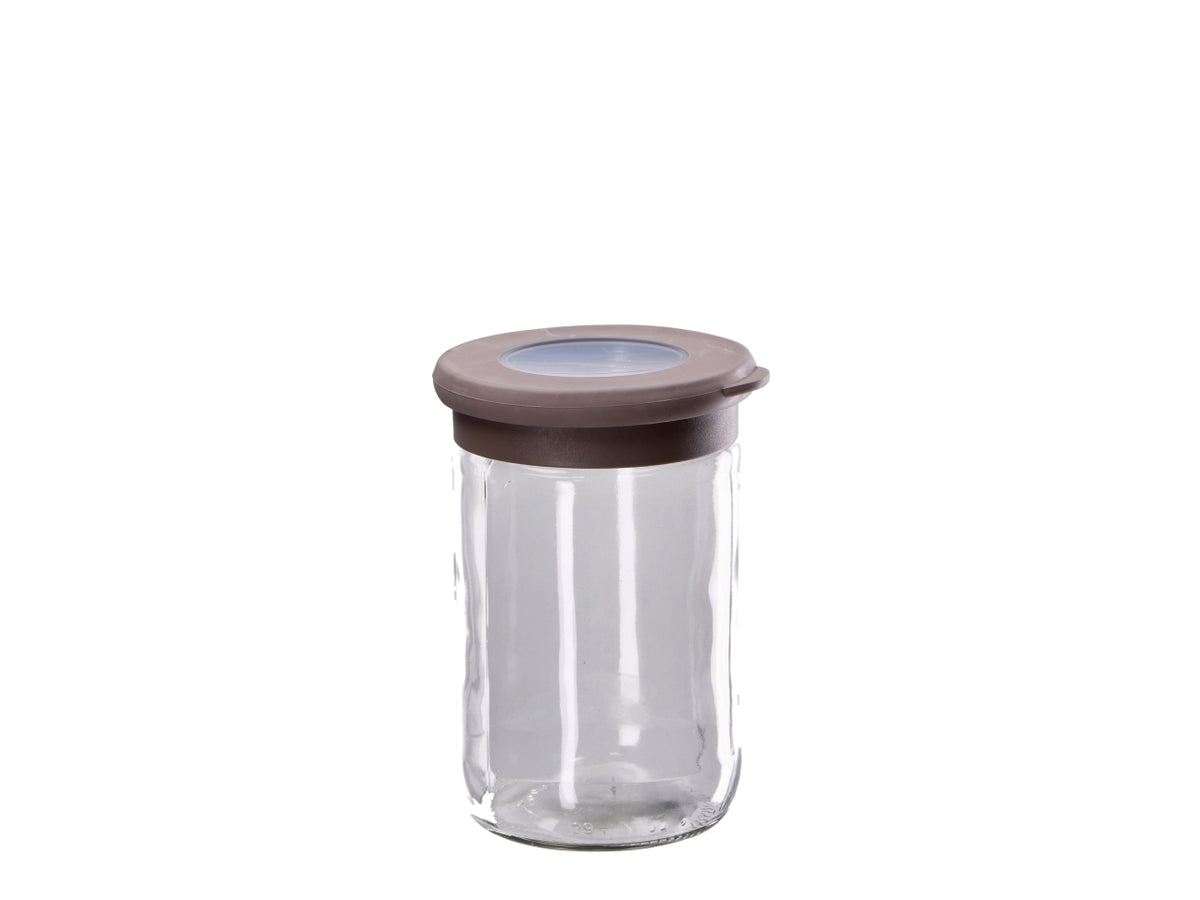 Barattolo in vetro con coperchio 10xh.10cm, 2 colori assortiti