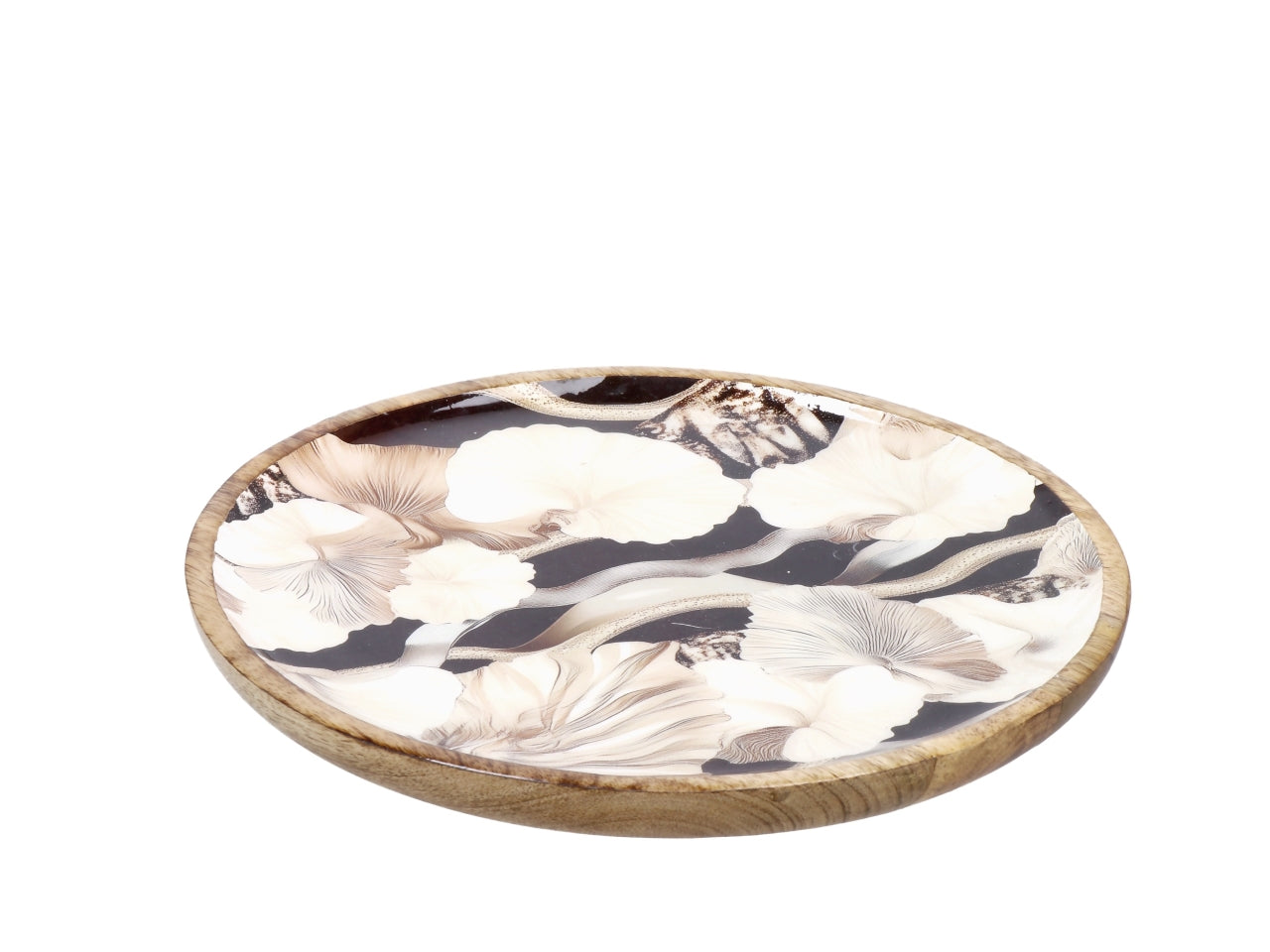 Abel piatto 30cm in legno con decorazione floreale, 2 assortimenti