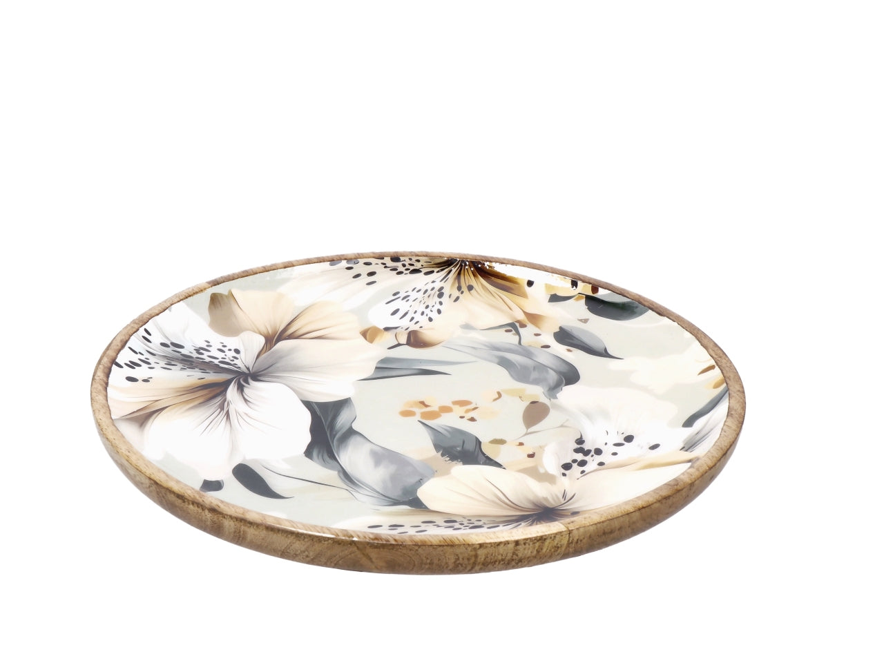 Abel piatto 30cm in legno con decorazione floreale, 2 assortimenti