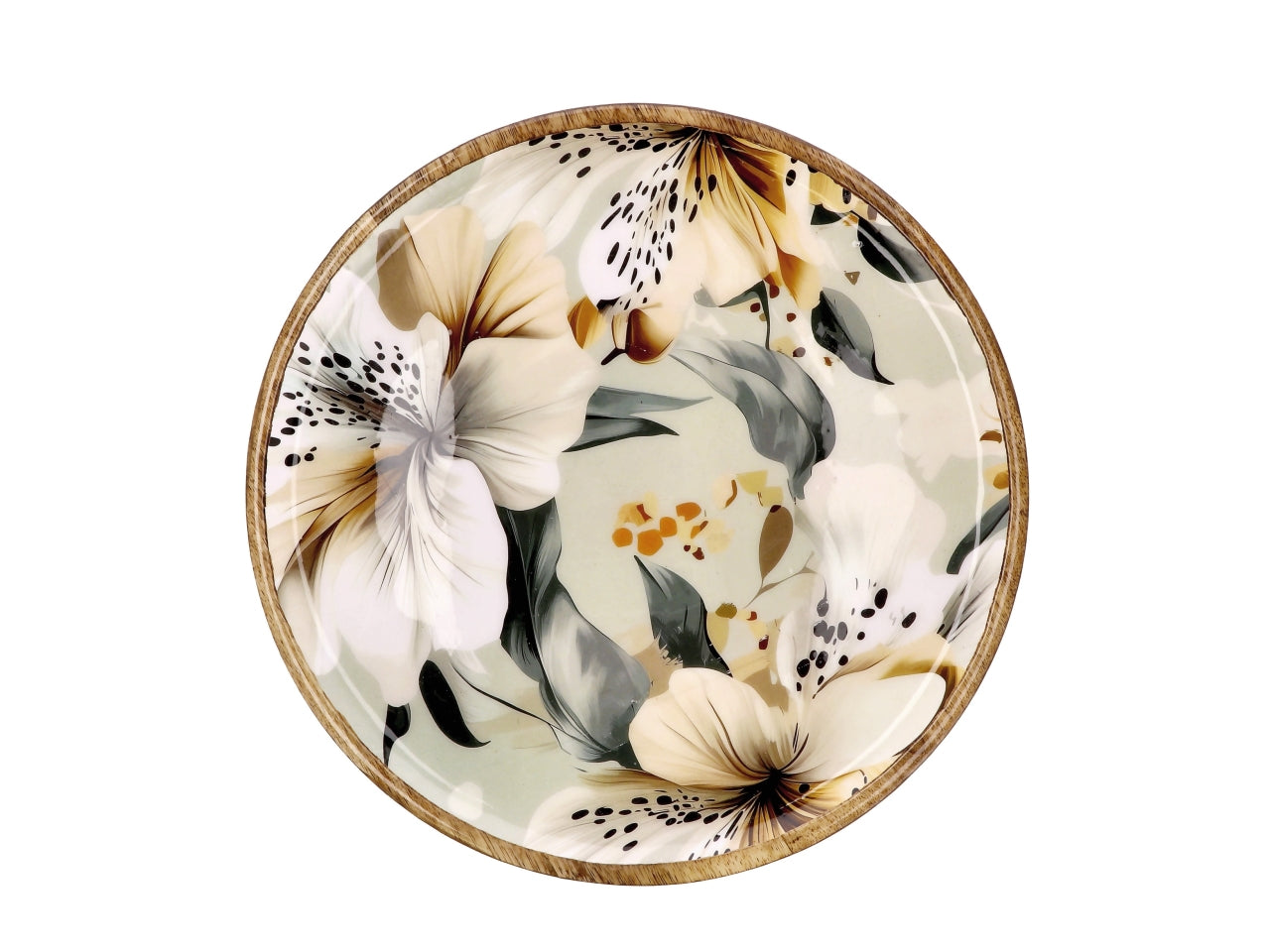 Abel piatto 30cm in legno con decorazione floreale, 2 assortimenti