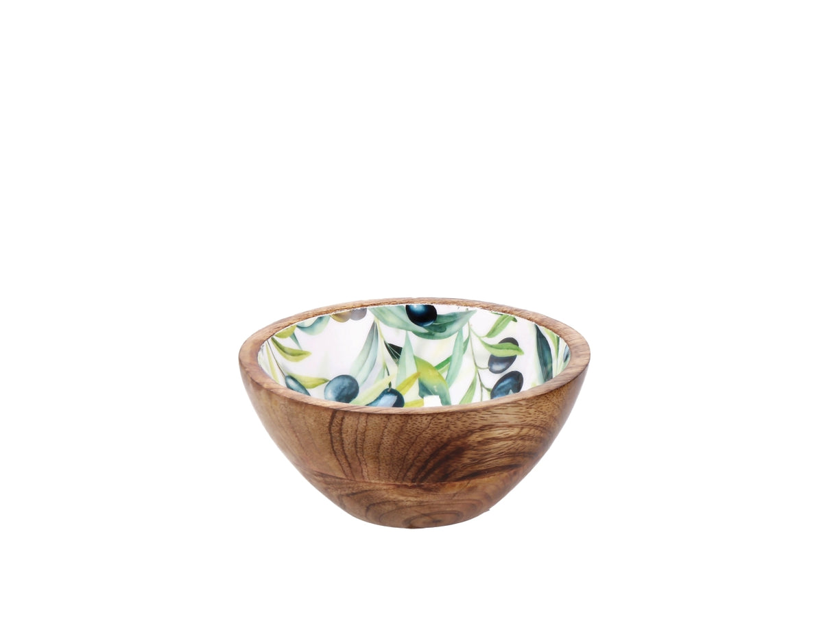 Yari ciotola d.13xh.6cm in legno, 2 decori assortiti