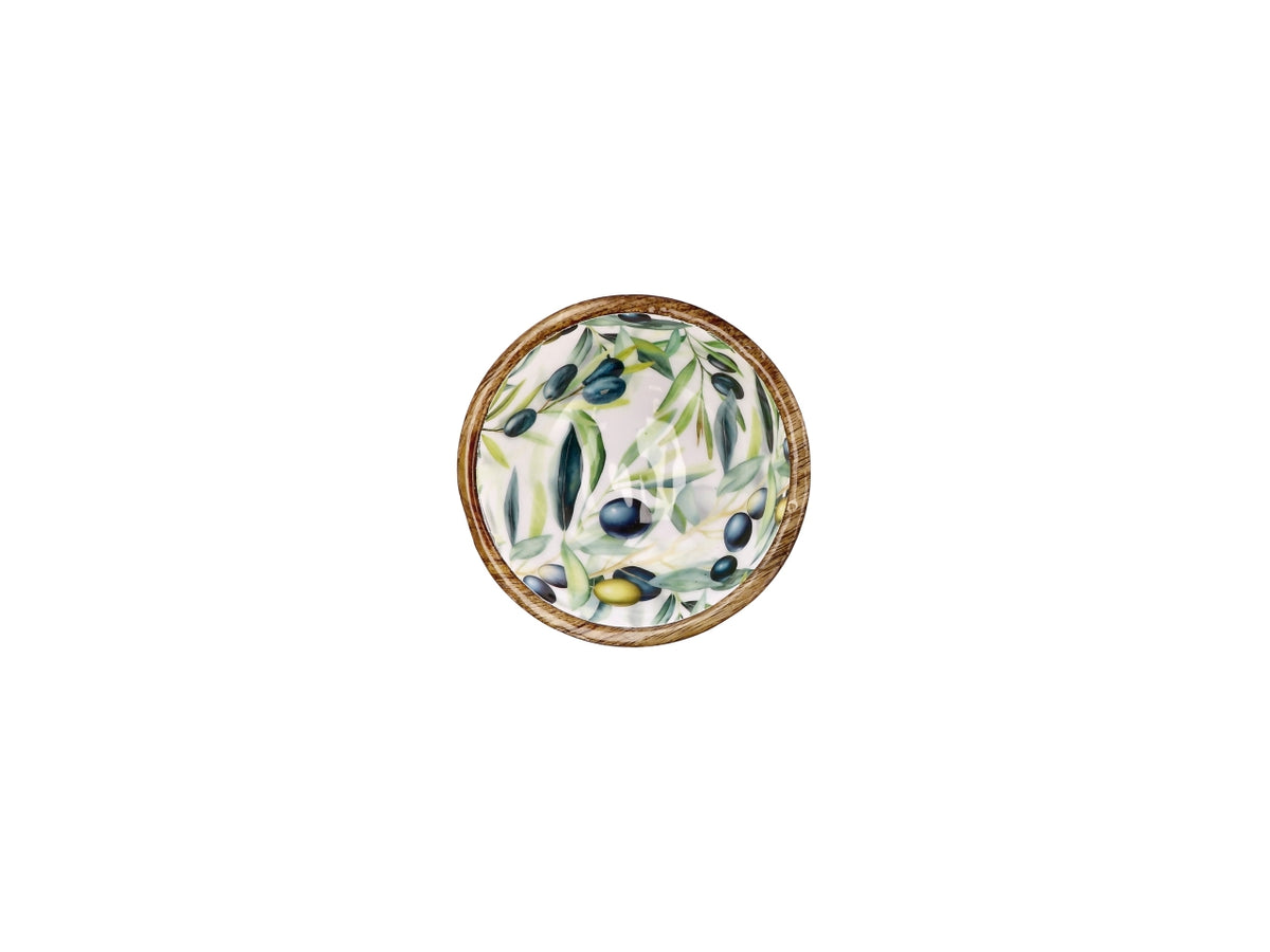 Yari ciotola d.13xh.6cm in legno, 2 decori assortiti