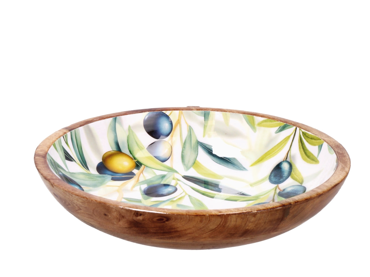 Yari ciotola d.30xh.6cm in legno, 2 decori assortiti