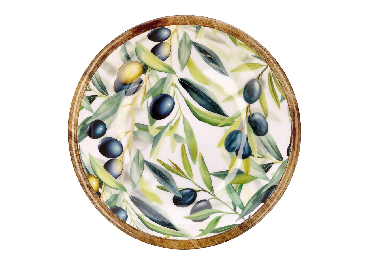 Yari ciotola d.30xh.6cm in legno, 2 decori assortiti