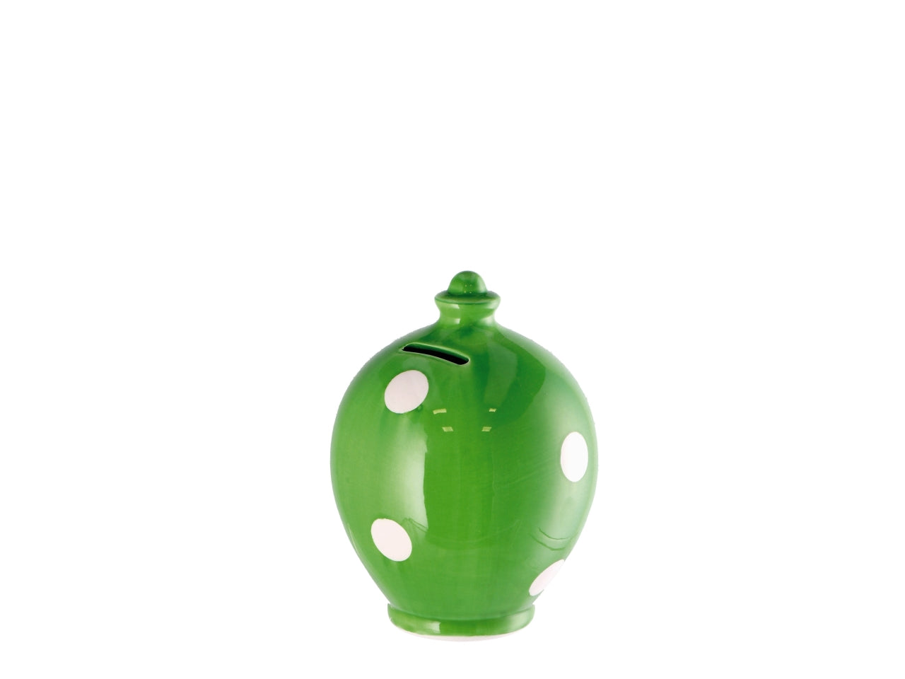 Salvadanaio in ceramica a pois 12xh15cm, 4 colori assortiti