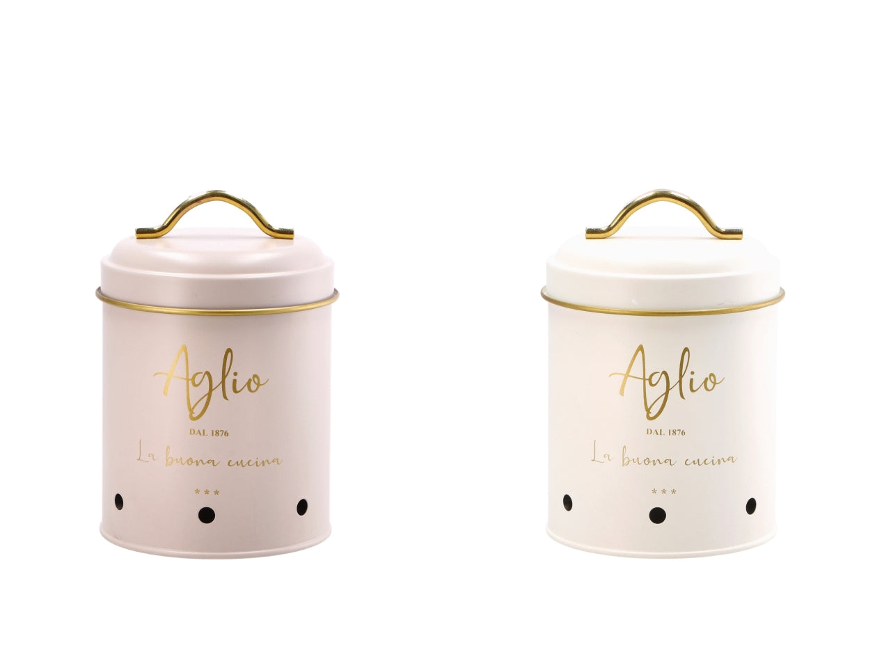 Barattolo in latta porta aglio con coperchio 11xh16cm, 2 colori assortiti