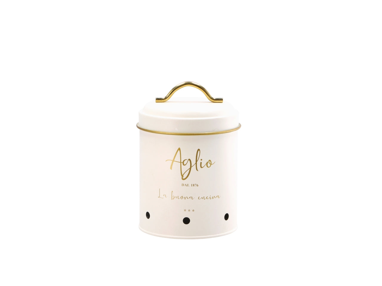 Barattolo in latta porta aglio con coperchio 11xh16cm, 2 colori assortiti