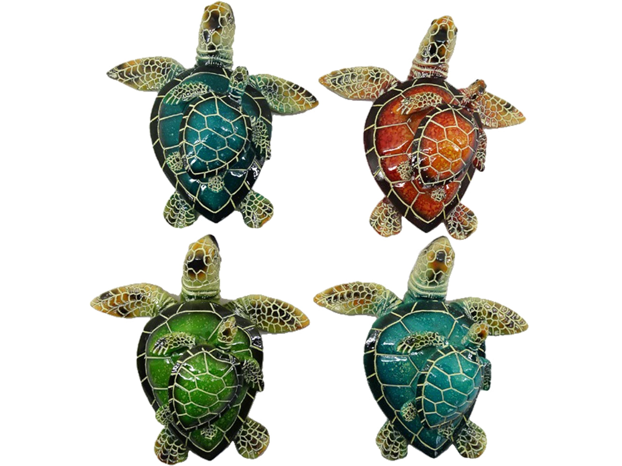 Tartaruga resina con piccolo colorata in 4 assortimenti
