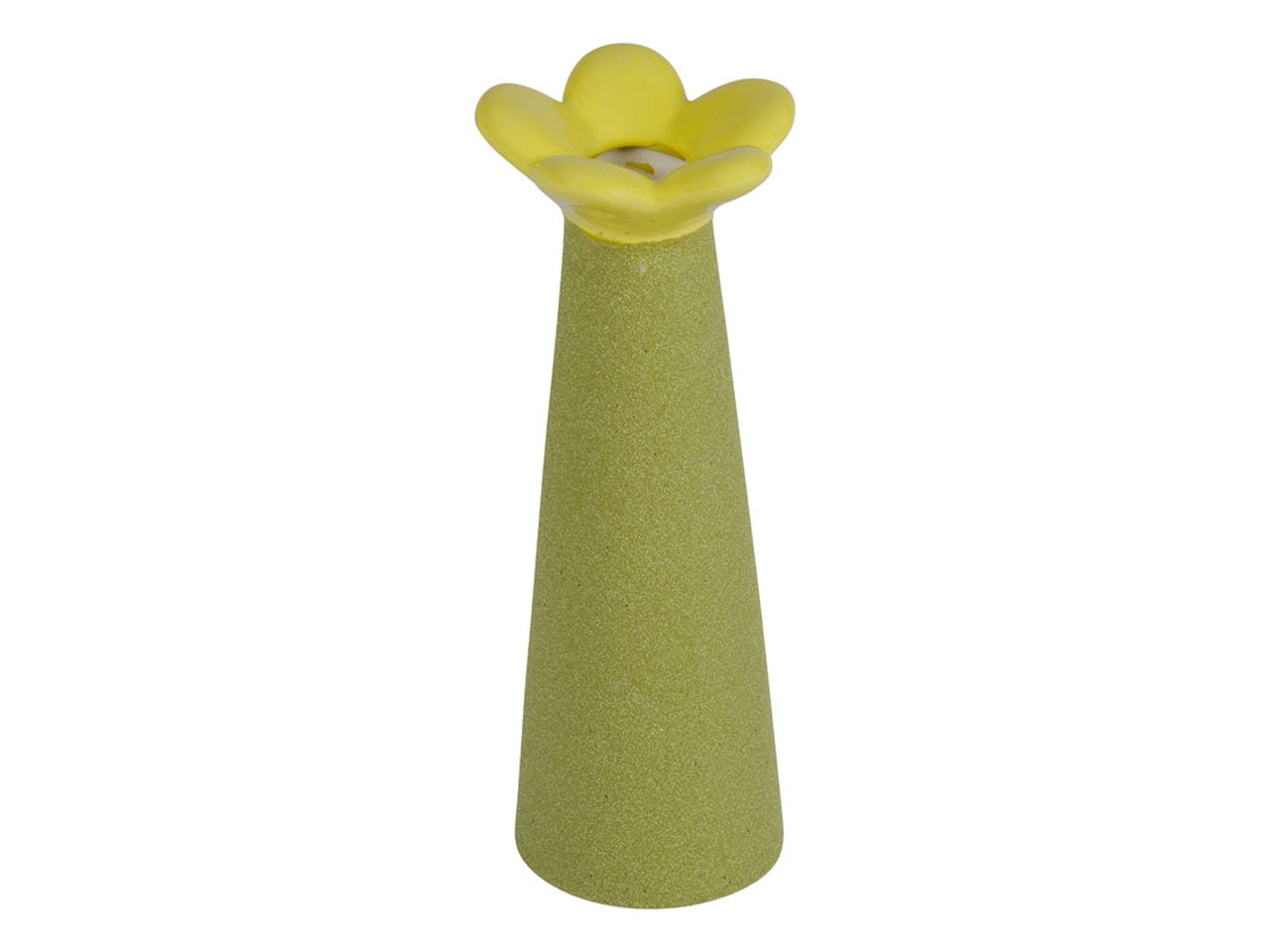Vaso portafiori a fiore in ceramica d.7xh20cm giallo