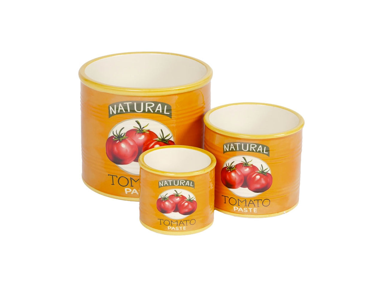 Set 3 vasetti in ceramica con decoro pomodori