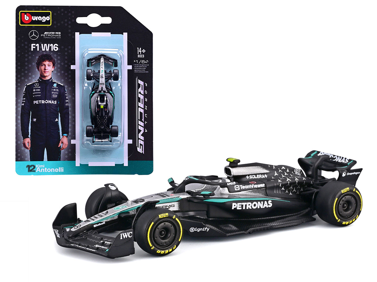 Auto F1 Ferrari W16 Mercedes 2025 Kimi Antonelli scala 1:64