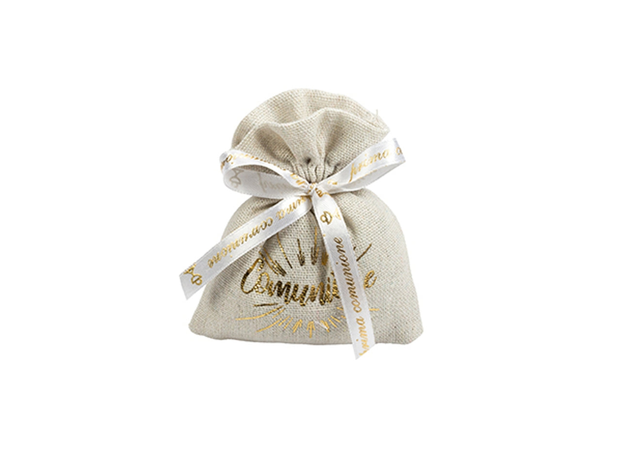 Sacchetto portaconfetti in cotone stampato Prima Comunione 10x12cm