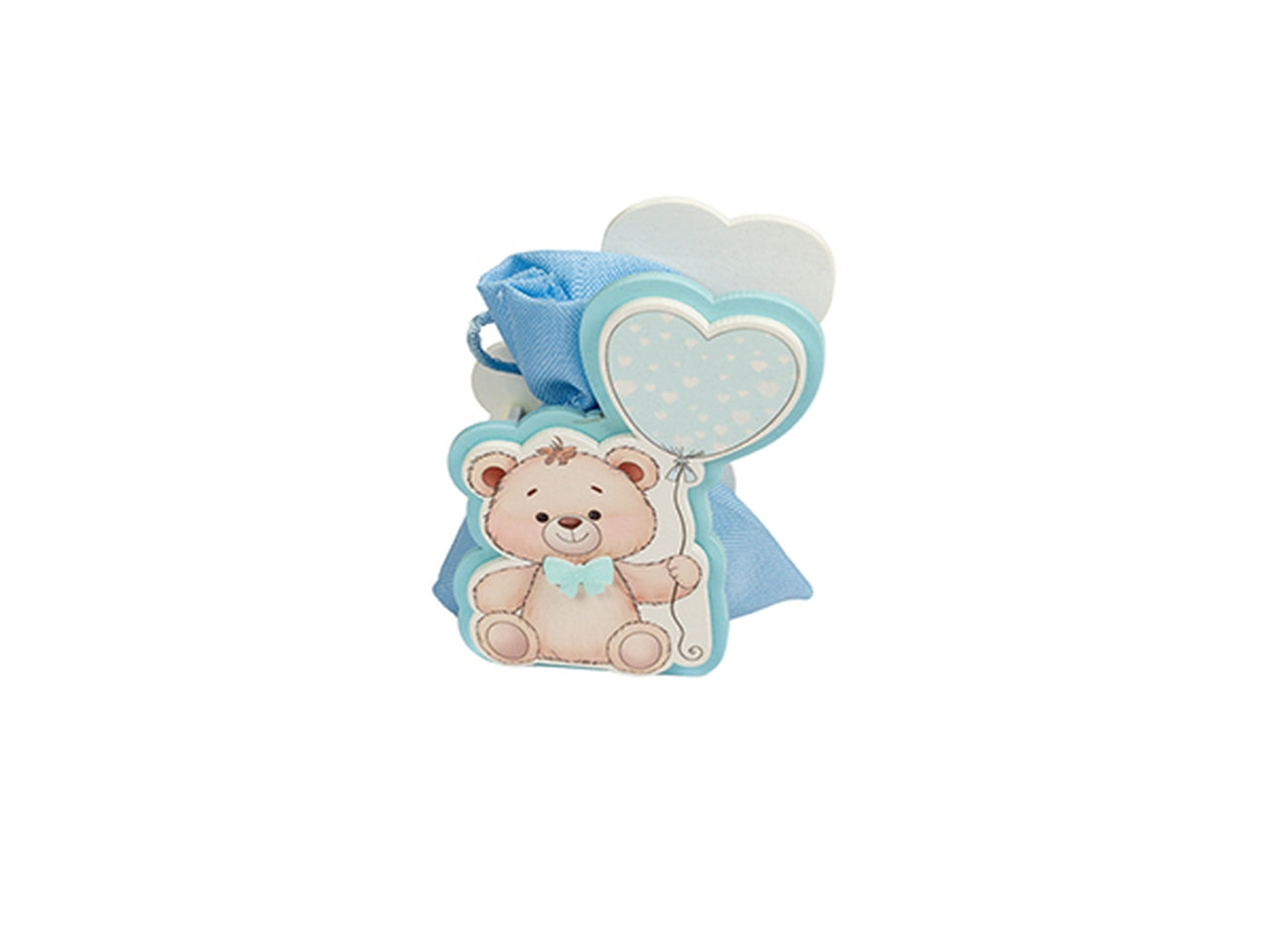 Sacchetto portaconfetti con orsetto e palloncino celeste