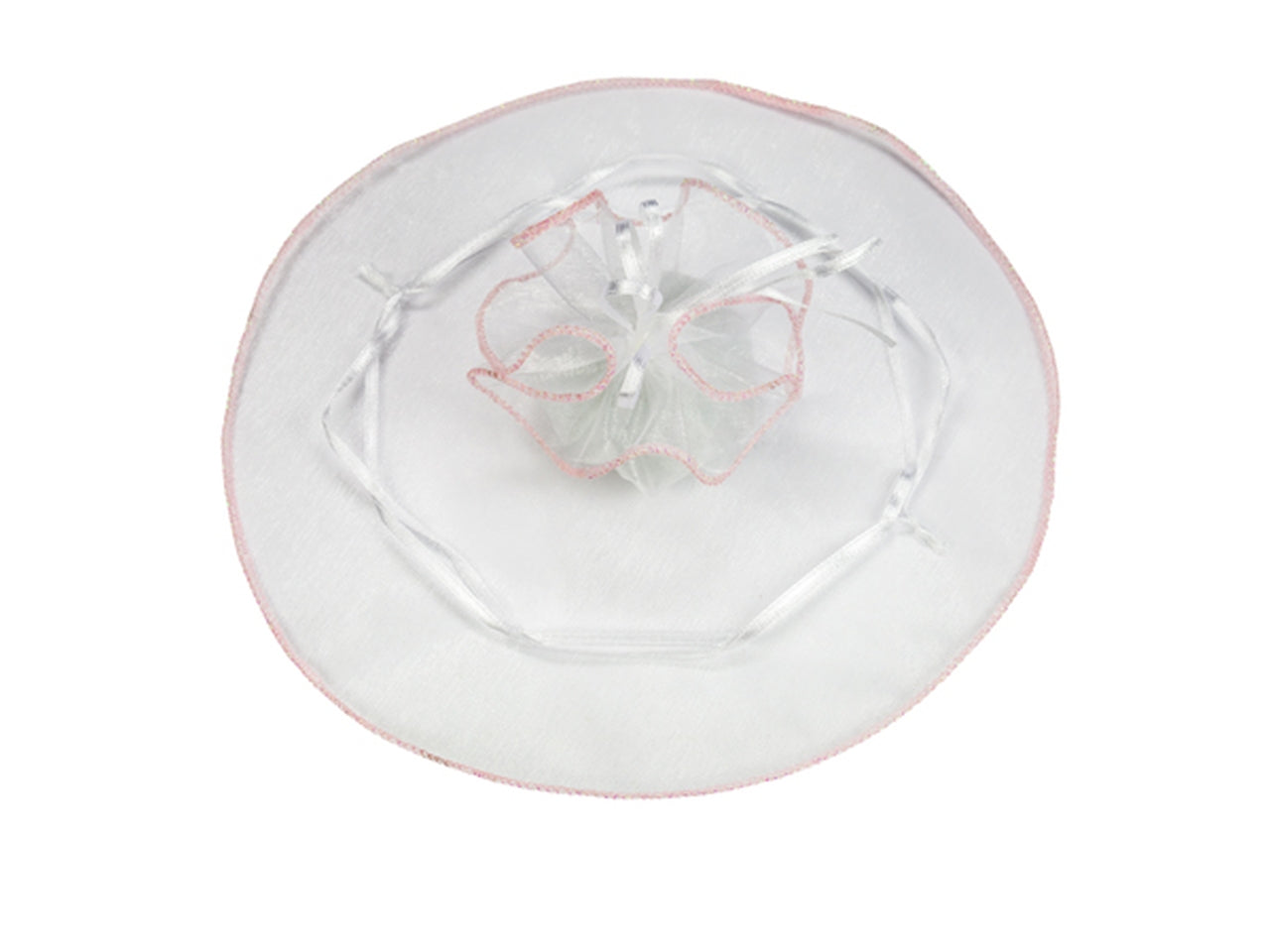 Velo portaconfetti bianco 23cm con tirante rosa