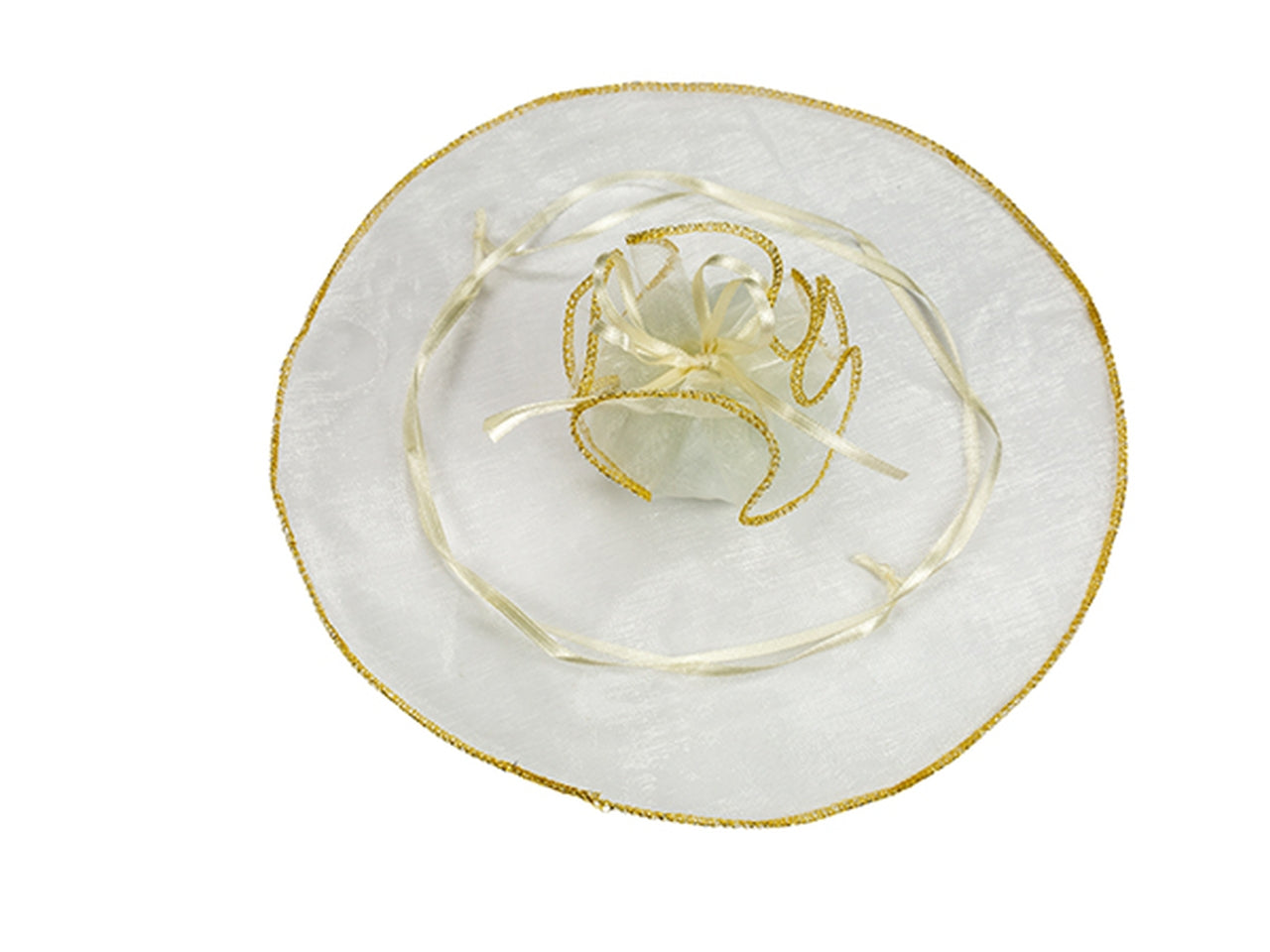 Velo portaconfetti bianco 23cm con tirante oro