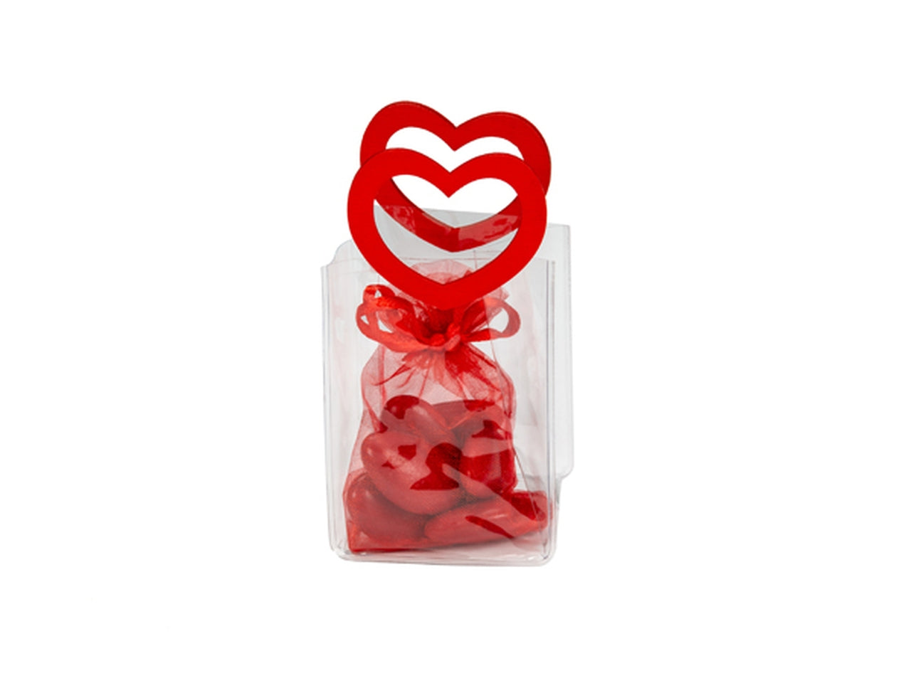 Borsetta portaconfetti in pvc 6xh.8cm con manico a forma di cuore rosso