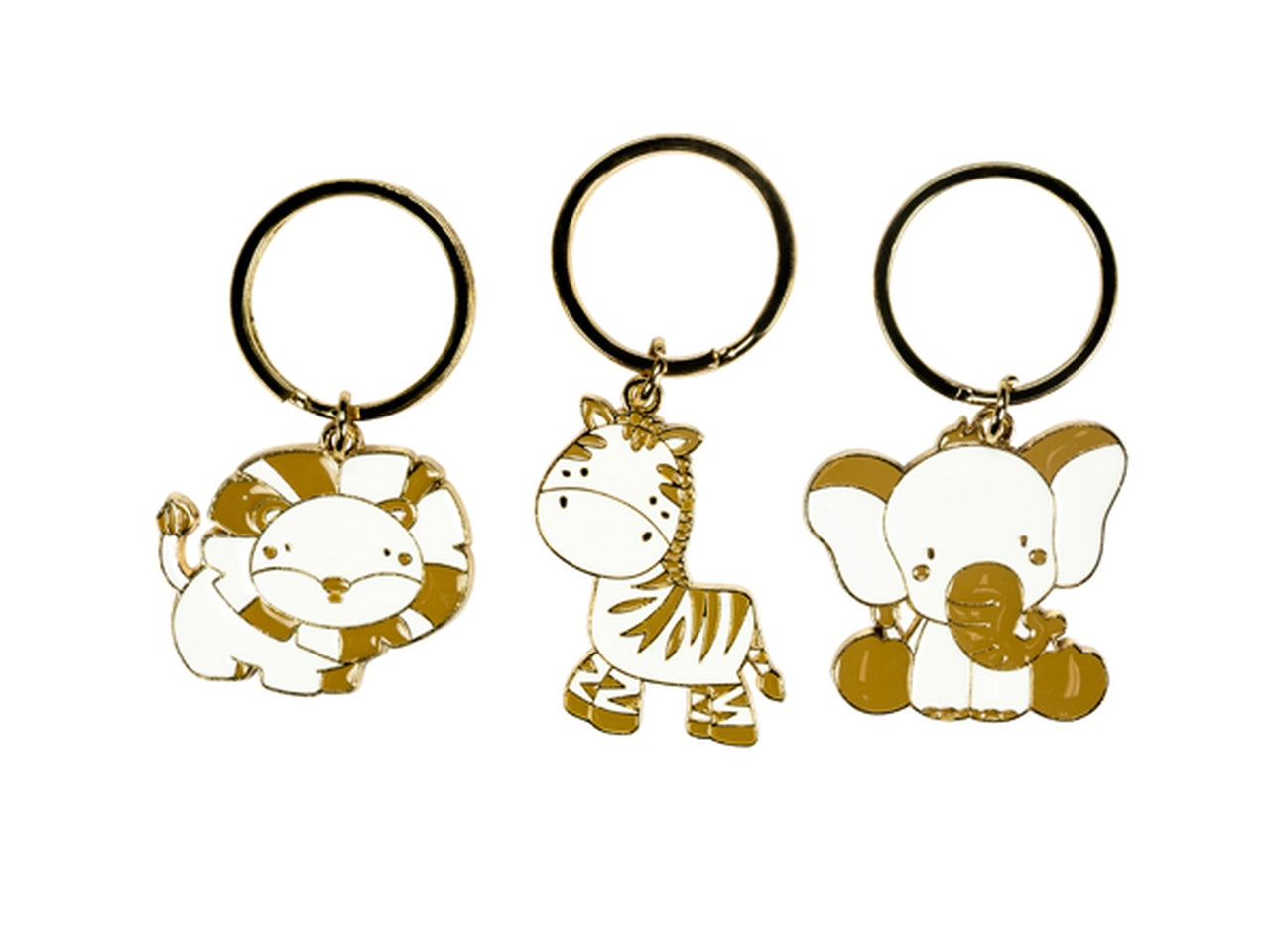 Portachiavi animali della savana laccato bianco 3 assortimenti