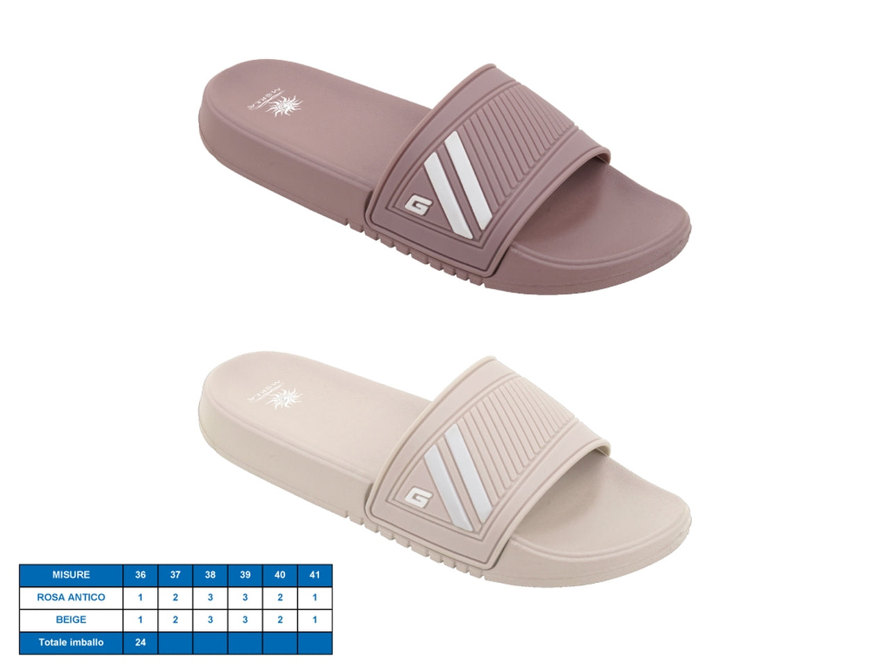 Ciabatta Numana da donna, tagle dal 36 al 41 in 2 colori assortiti