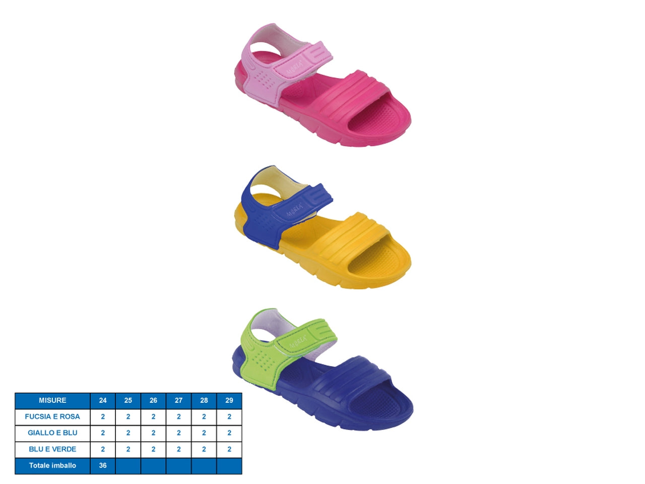 Sandalo bimbi malaga tg24-29 3 assortiti