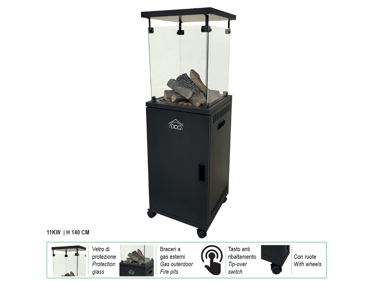 Patio stufa a gas con pietre laviche