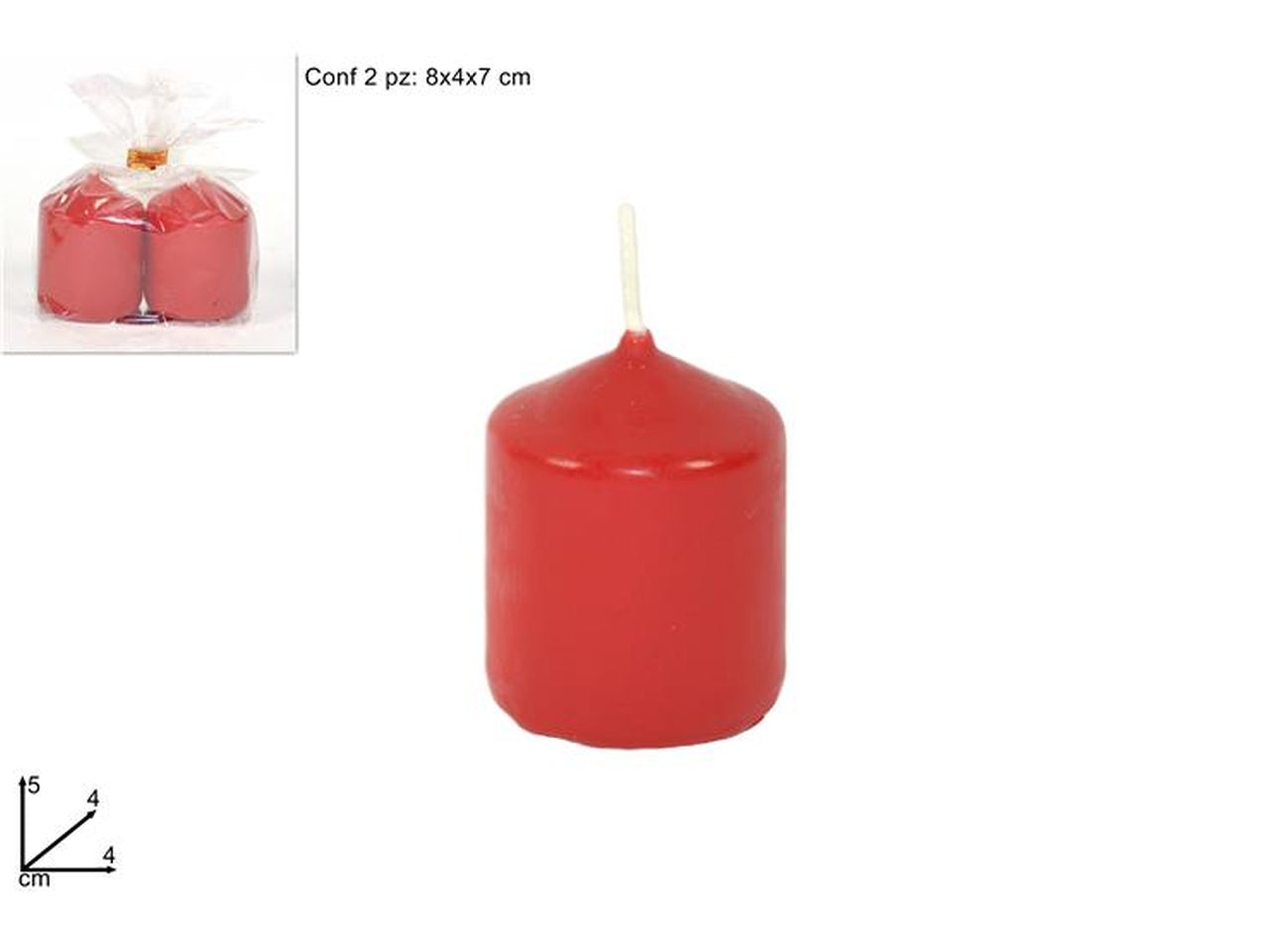 Candela set 2 pezzi rossa 5x4cm