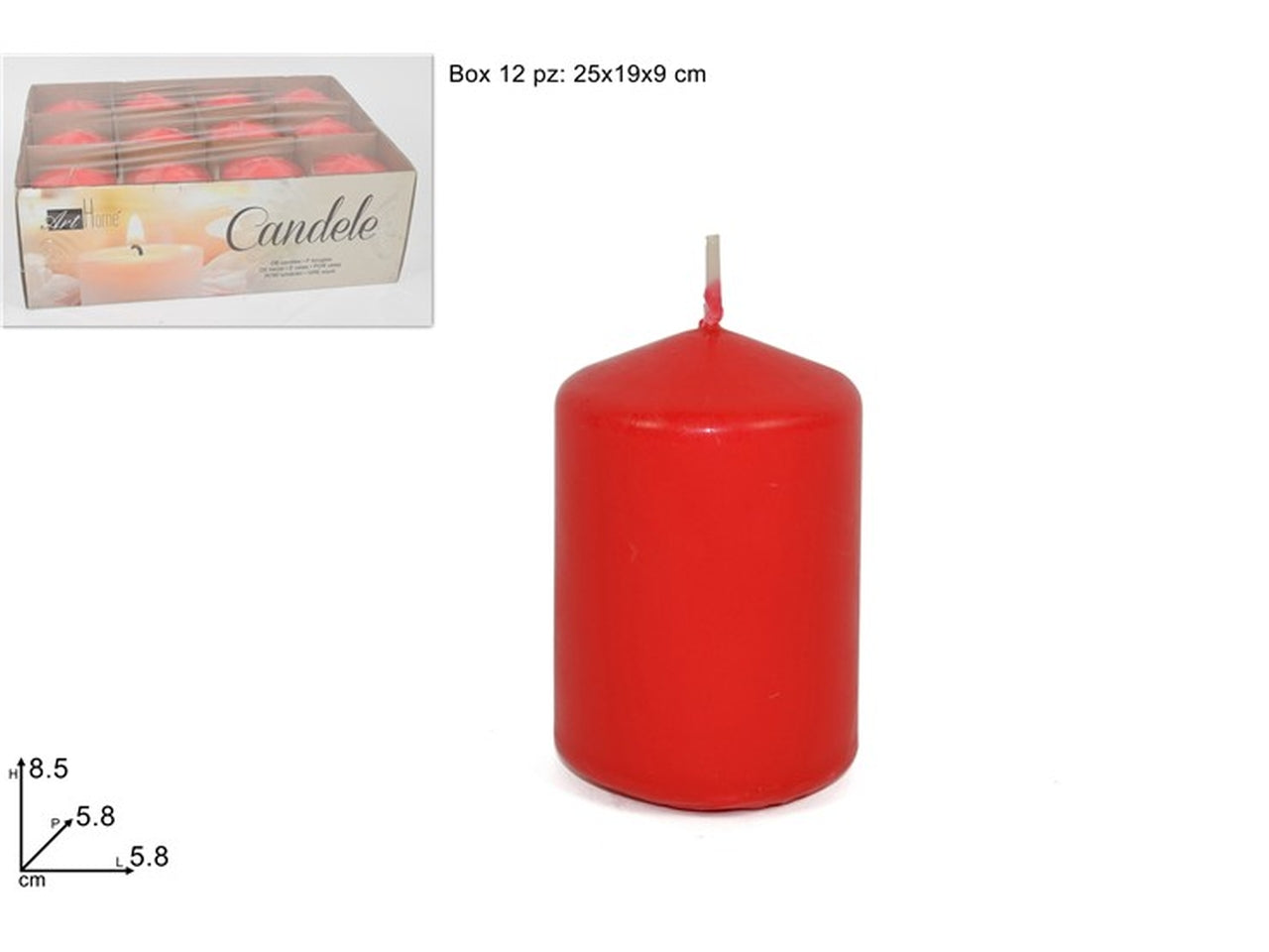 Candela cilindro rossa 5.8x8.5cm